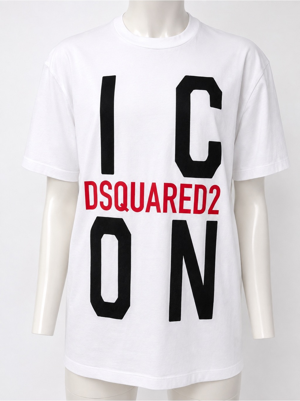 DSQUARED2 White T-Shirt with Black and Red Logo